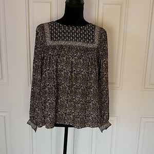 Gap black and white boho blouse sz s